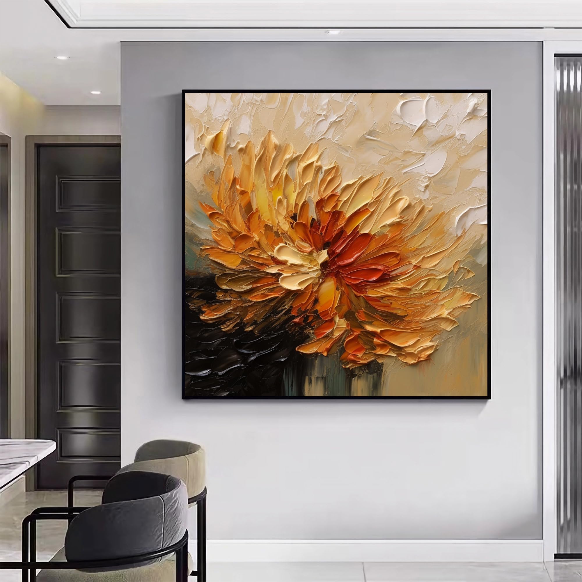 Amazon.com: ‎UYLHJKLZ Large Orange Abstract Flower Oil Painting on